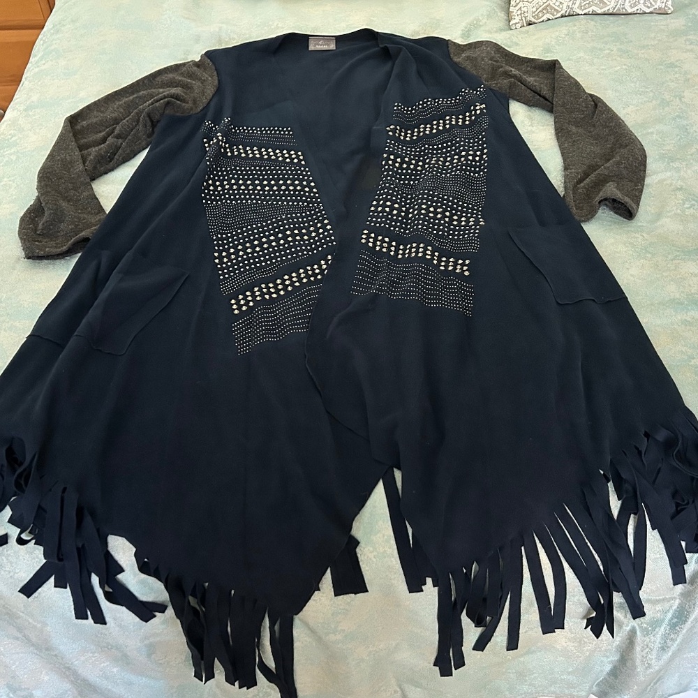 Faux suede long cardigan
